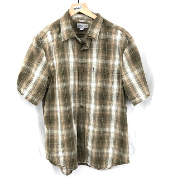 Carhartt Other - Carhartt Relaxed fit short sleeved button up shirt brown plaid workwear L men's